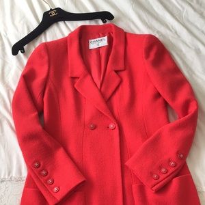 Vintage CHANEL 1996 96P Red Jacket Coat 36